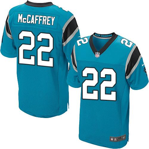 Nike Panthers #22 Christian McCaffrey Blue Alternate Men's Stitched NFL Elite Jersey - Click Image to Close